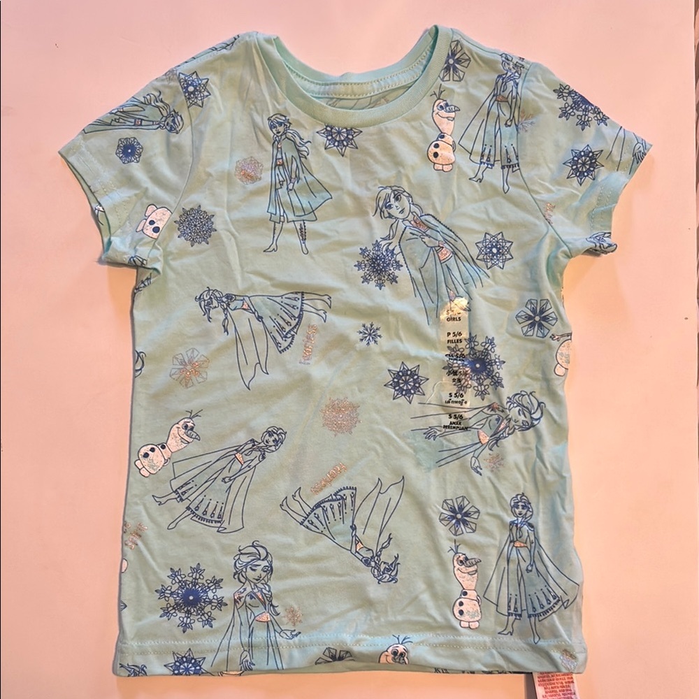 Disney Blue Short Sleeve Tee with Nature-Inspired Print